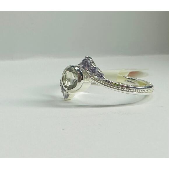 Sterling Silver SMOKEY Topaz ROUND Stone Ribbon Cut Ring NWT Size 10 - Picture 1 of 7